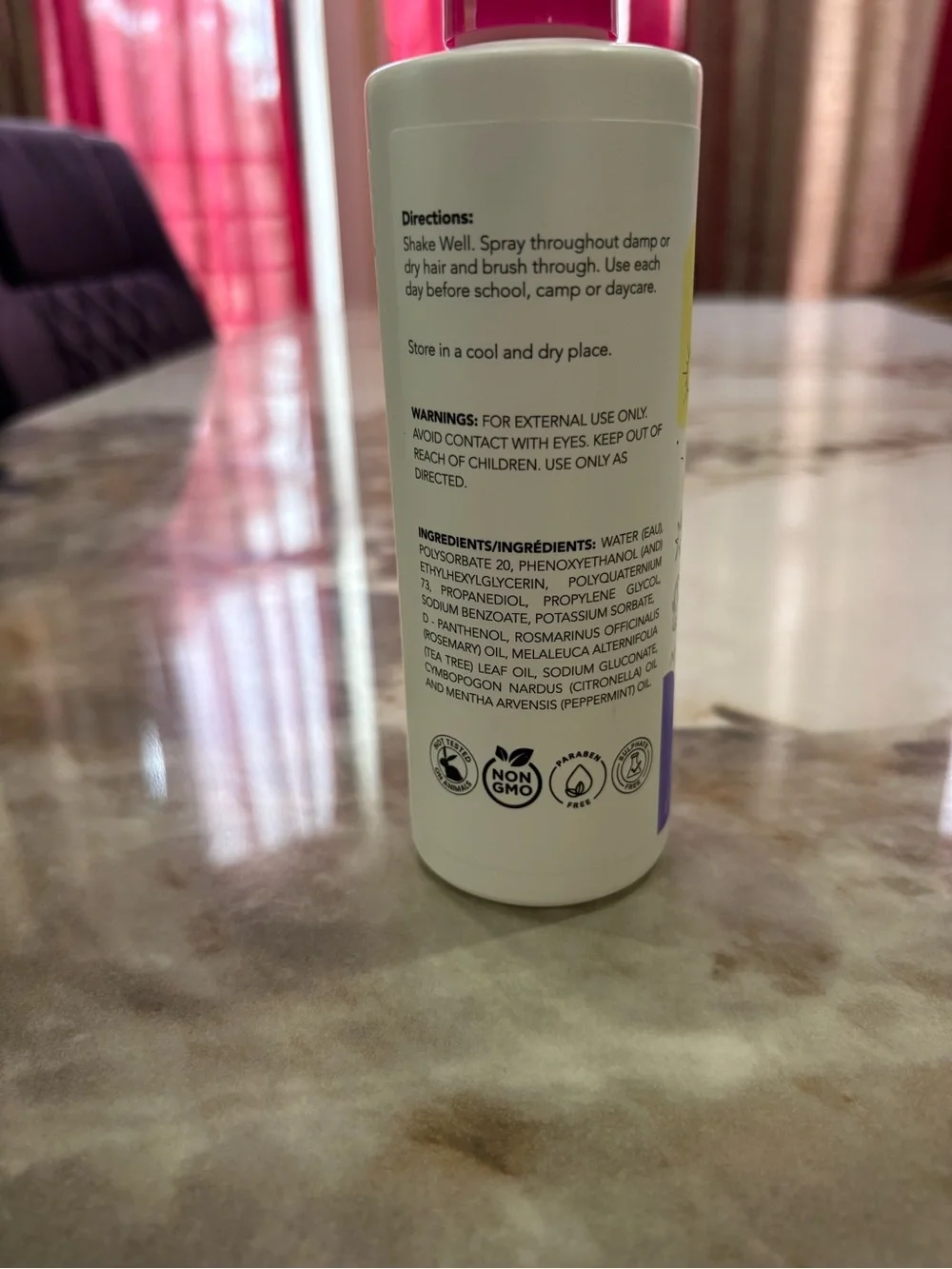Natural Sense Kids Rosemary Hair Protection Spray - Pink/White